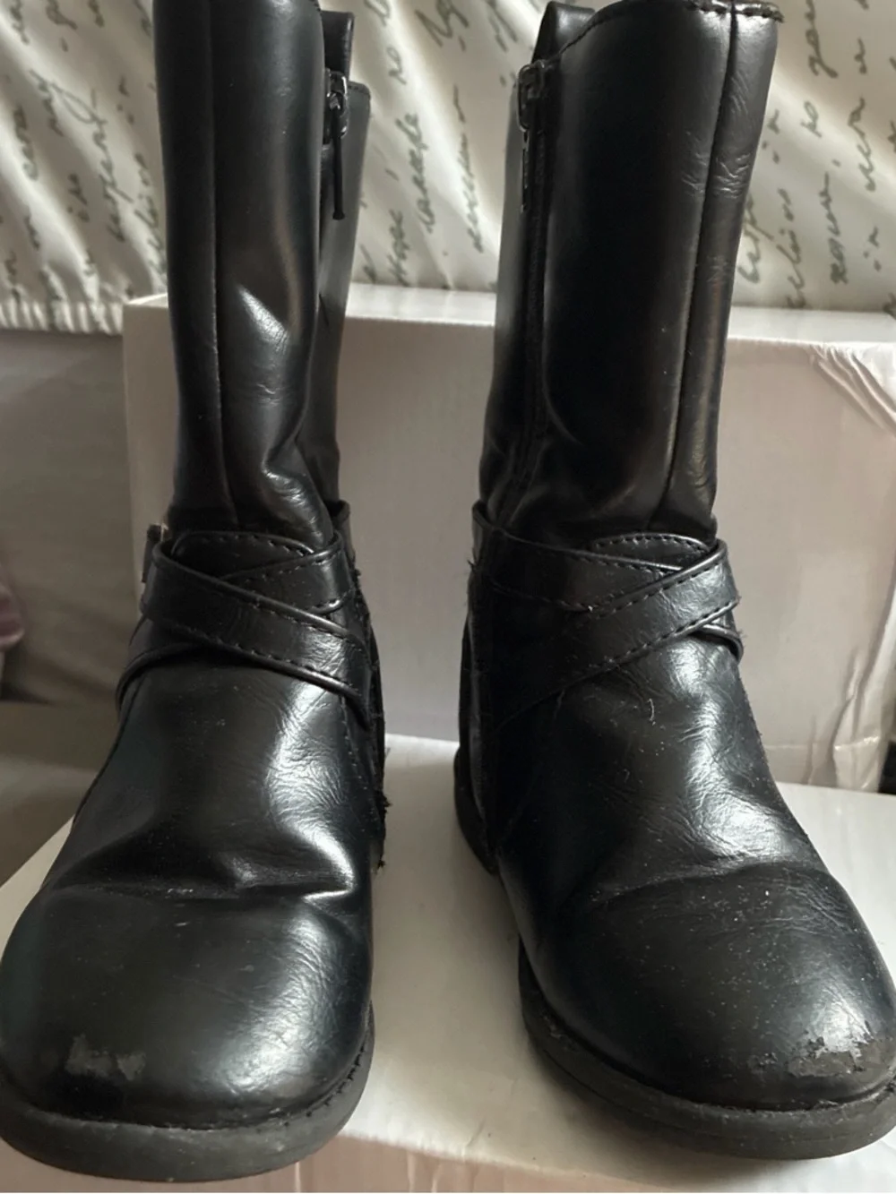 The Children's Place Black Kids Zip-Up Mid-Calf Boots toddler size 6